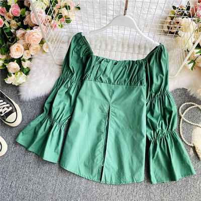 Elegantna ženska košulja s četvrtastim izrezom - široki model