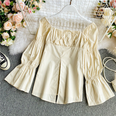 Elegantna ženska košulja s četvrtastim izrezom - široki model