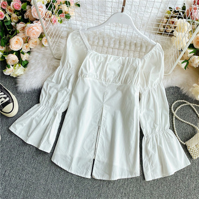 Elegantna ženska košulja s četvrtastim izrezom - široki model