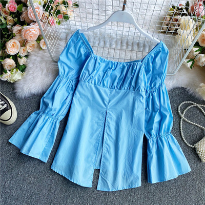 Elegantna ženska košulja s četvrtastim izrezom - široki model