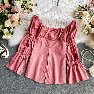 Elegantna ženska košulja s četvrtastim izrezom - široki model