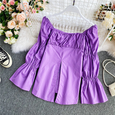 Elegantna ženska košulja s četvrtastim izrezom - široki model