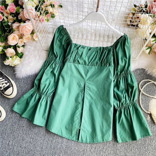 Elegantna ženska košulja s četvrtastim izrezom - široki model