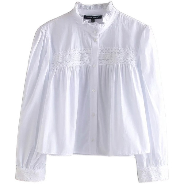 Modern női ing alacsony gallérral, fehér színben