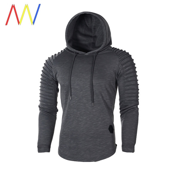 Férfi pulóver kapucnival és dombornyomott ujjakkal