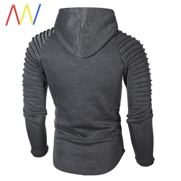 Férfi pulóver kapucnival és dombornyomott ujjakkal