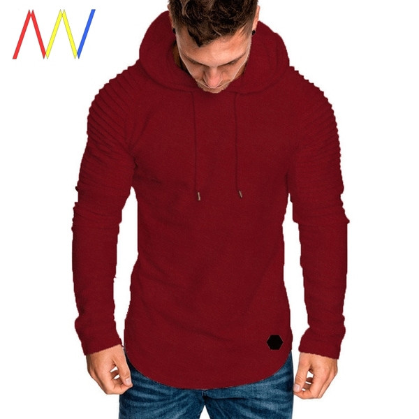 Férfi pulóver kapucnival és dombornyomott ujjakkal