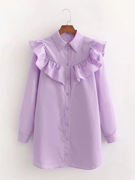 Uue mudeli klassikalise krae ja lokkidega naiste särk