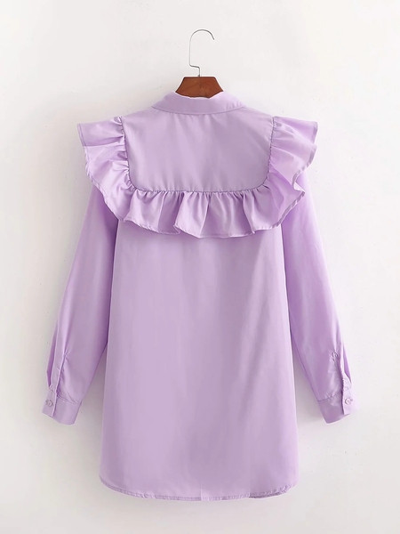 Uue mudeli klassikalise krae ja lokkidega naiste särk