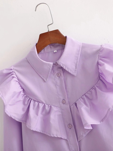 Uue mudeli klassikalise krae ja lokkidega naiste särk