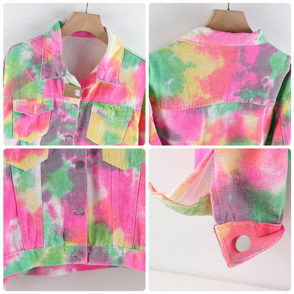 Πολύχρωμο γυναικείο μπουφάν με τσέπες και κουμπιά