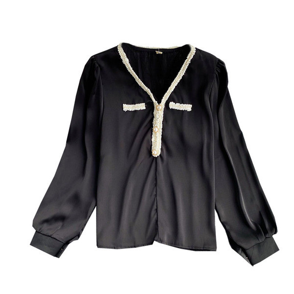 Női alkalmi ing spitz nyakkivágással és hosszú ujjal