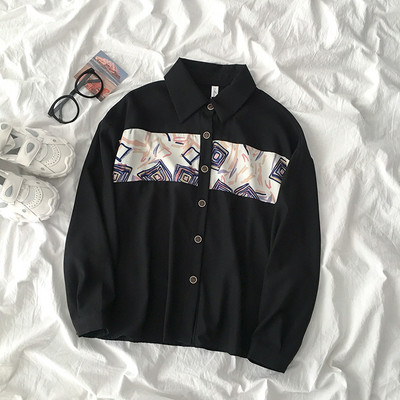 Alkalmi női ing rátéttel és klasszikus gallérral