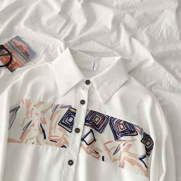 Alkalmi női ing rátéttel és klasszikus gallérral