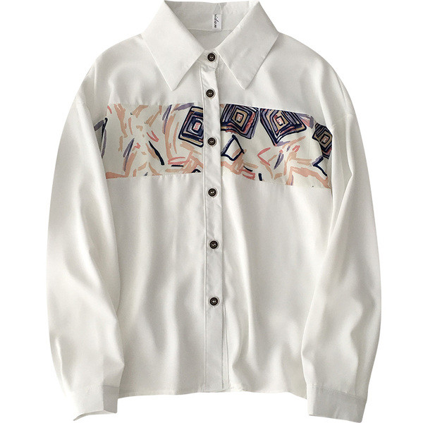 Alkalmi női ing rátéttel és klasszikus gallérral