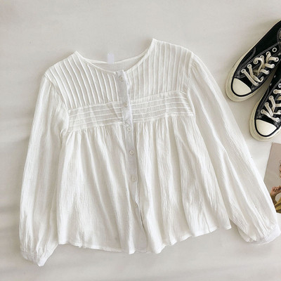 Naiste vabaaja särk – ovaalse kaelusega ja pikkade varrukatega