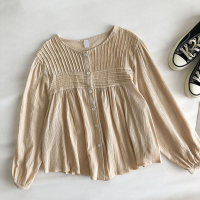 Naiste vabaaja särk – ovaalse kaelusega ja pikkade varrukatega