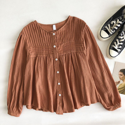 Naiste vabaaja särk – ovaalse kaelusega ja pikkade varrukatega