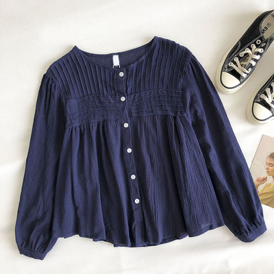 Naiste vabaaja särk – ovaalse kaelusega ja pikkade varrukatega