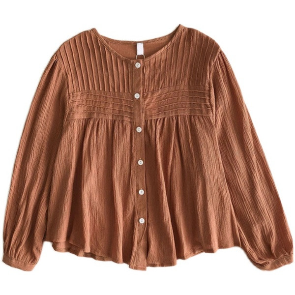 Naiste vabaaja särk – ovaalse kaelusega ja pikkade varrukatega