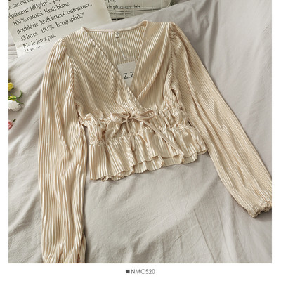 Casual γυναικείο πουκάμισο με λαιμόκοψη και κορδόνια