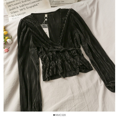 Casual γυναικείο πουκάμισο με λαιμόκοψη και κορδόνια