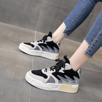 Γυναικεία casual αθλητικά παπούτσια από οικολογικό σουέτ με κορδόνια