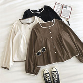 Új modell női ing négyzet alakú nyakkivágással és hosszú ujjal