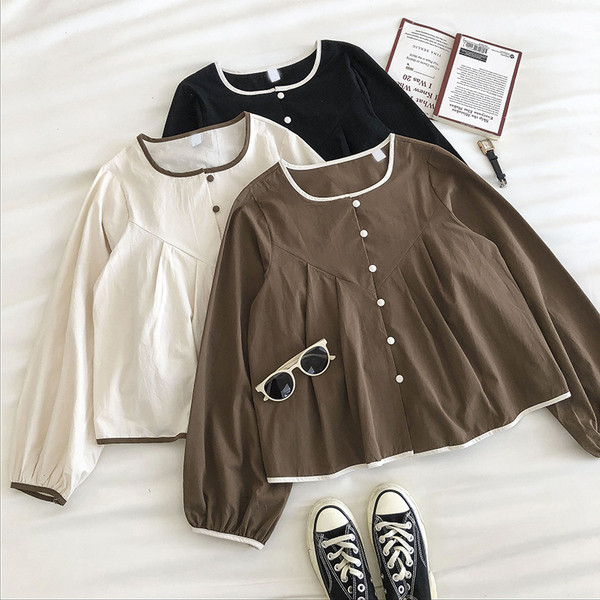 Új modell női ing négyzet alakú nyakkivágással és hosszú ujjal