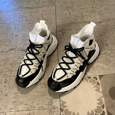 Női zokni típusú tornacipő fűzővel és cipzárral