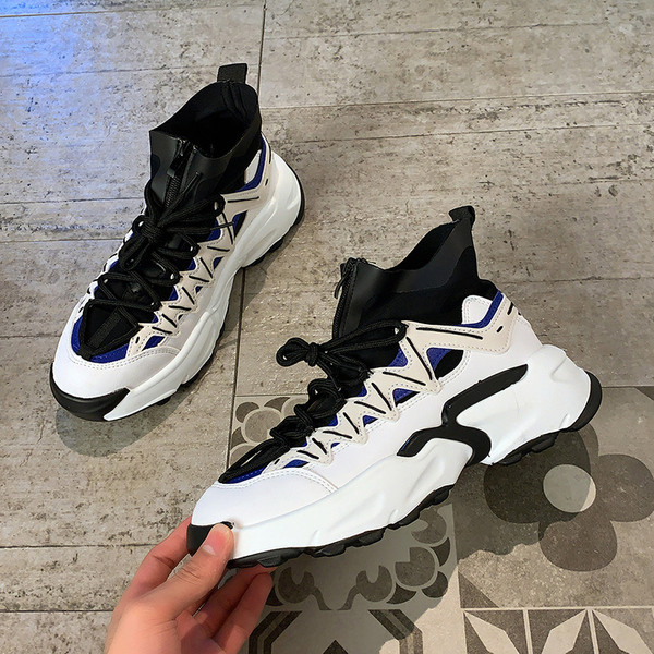 Női zokni típusú tornacipő fűzővel és cipzárral