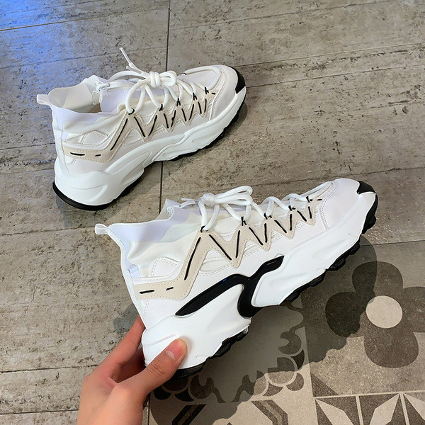 Női zokni típusú tornacipő fűzővel és cipzárral