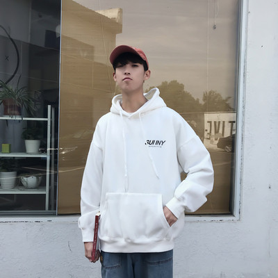 Φθινοπωρινό ανδρικό φούτερ με κουκούλα και επιγραφές