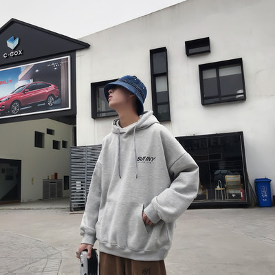 Φθινοπωρινό ανδρικό φούτερ με κουκούλα και επιγραφές