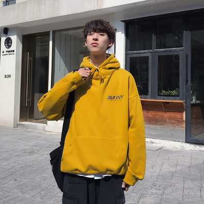 Φθινοπωρινό ανδρικό φούτερ με κουκούλα και επιγραφές