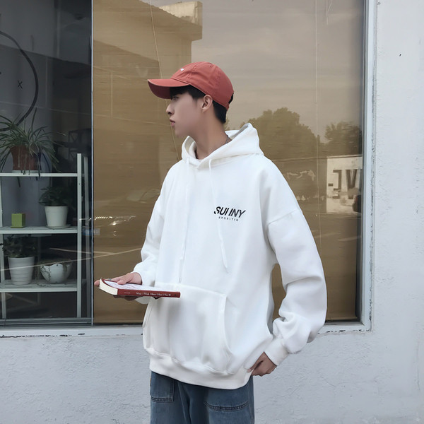 Φθινοπωρινό ανδρικό φούτερ με κουκούλα και επιγραφές