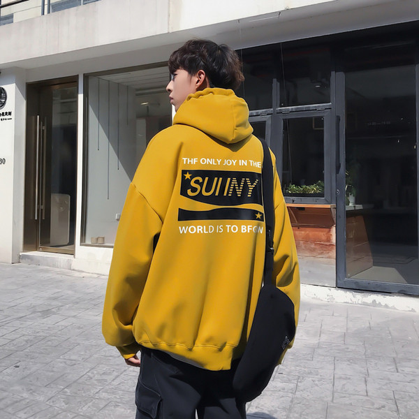 Φθινοπωρινό ανδρικό φούτερ με κουκούλα και επιγραφές