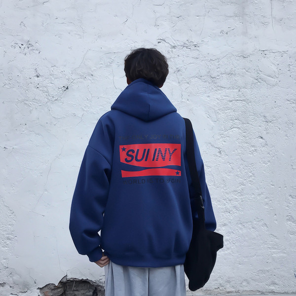 Φθινοπωρινό ανδρικό φούτερ με κουκούλα και επιγραφές