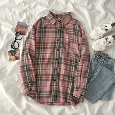 Retro stílusú kockás női ing zsebbel