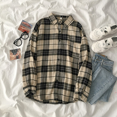 Retro stílusú kockás női ing zsebbel