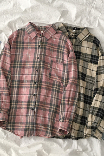 Retro stílusú kockás női ing zsebbel