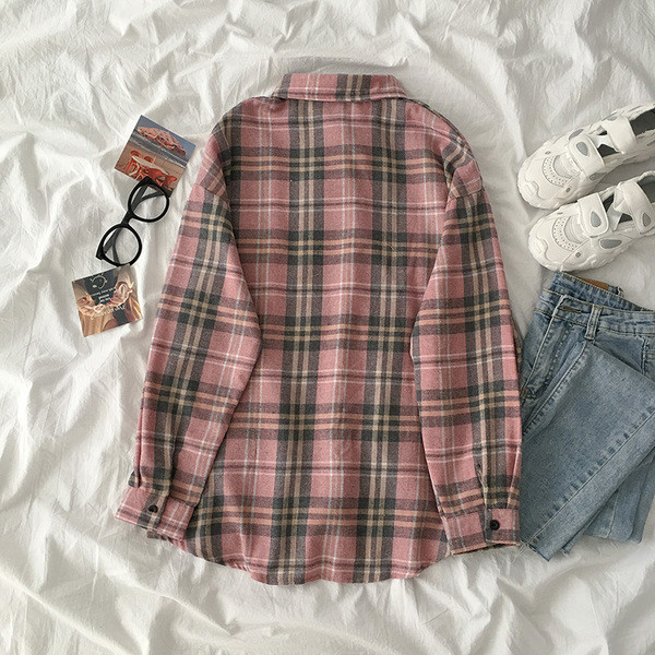 Retro stílusú kockás női ing zsebbel