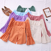 Modern női ing csónakos nyakkivágással és lótusz ujjakkal