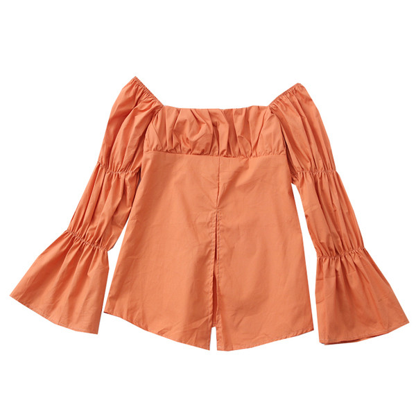 Modern női ing csónakos nyakkivágással és lótusz ujjakkal