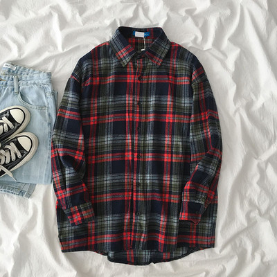 Retro stílusú női kockás ing, hosszú ujjal