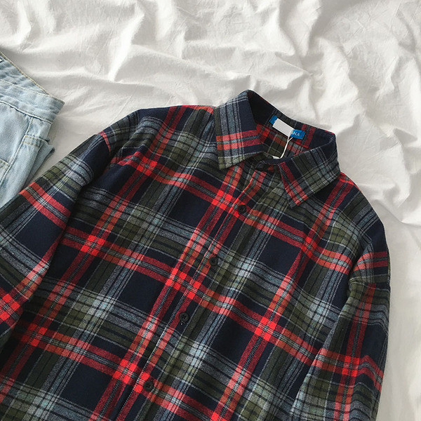 Retro stílusú női kockás ing, hosszú ujjal