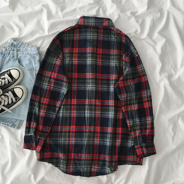 Retro stílusú női kockás ing, hosszú ujjal