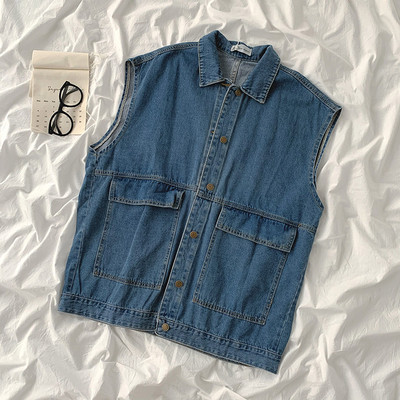 Γυναικείο γιλέκο τζιν με κουμπιά