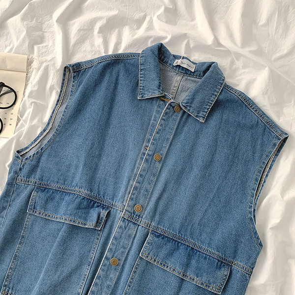 Γυναικείο γιλέκο τζιν με κουμπιά