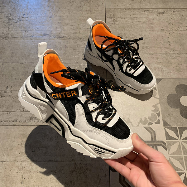 Casual γυναικεία αθλητικά παπούτσια με κορδόνια και πλατφόρμα 5 cm